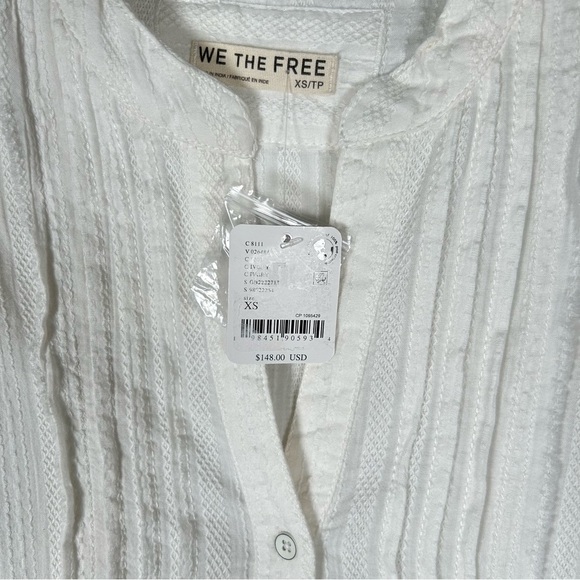 Free People We The Free  Willow Button Down Oversized Cotton XS Ivory NWT $148 - Picture 11 of 12